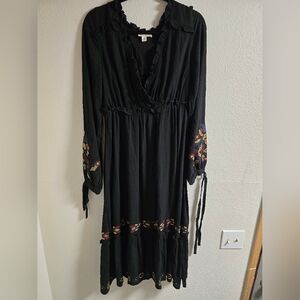 Embroidered Black Dress